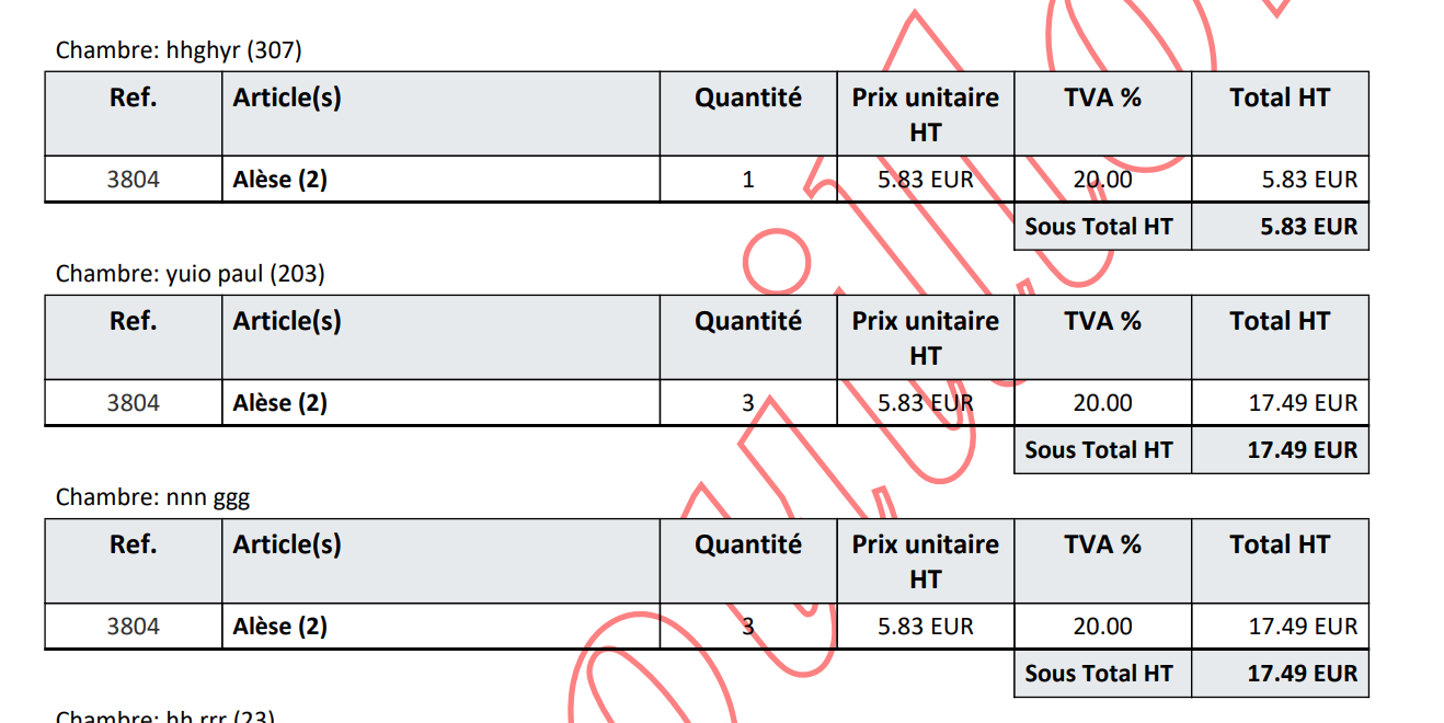 Exemple historique : Par chambre, puis prestation