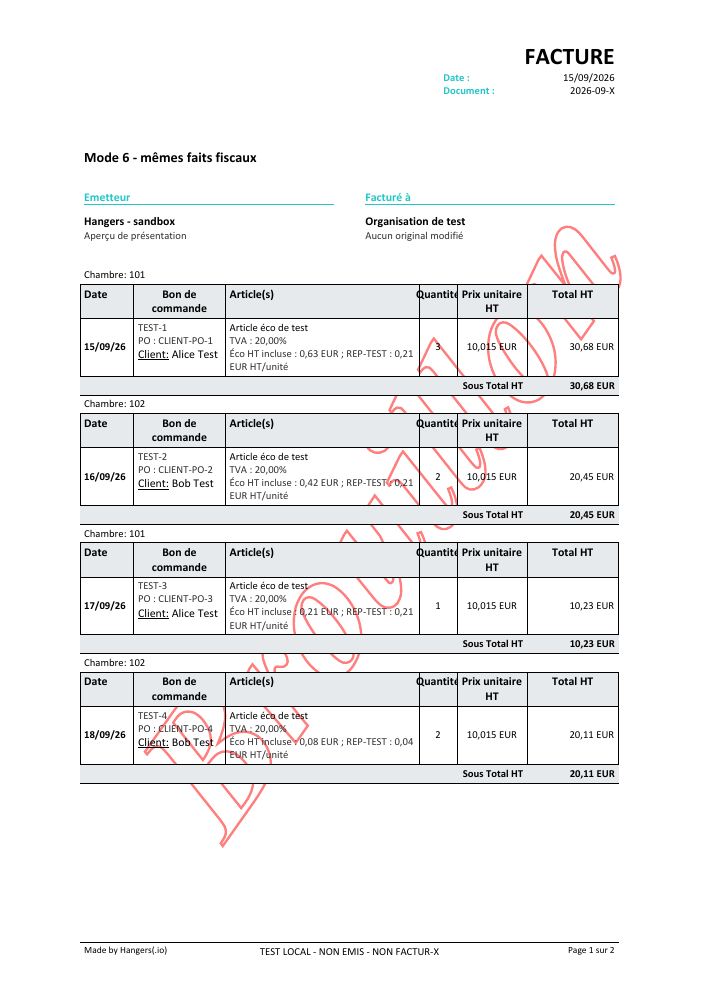 Par chambre, puis bon de commande et client — page 1 sur 2
